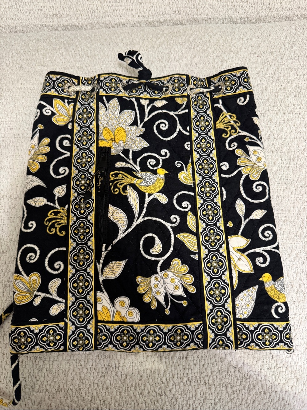 Vera Bradley Yellow Bird Retired Pattern Quilted Cotton Drawstring Backpack EUC